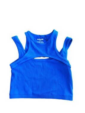 Garage: Royal Blue Ribbed Cutout Tank Top: Size XS